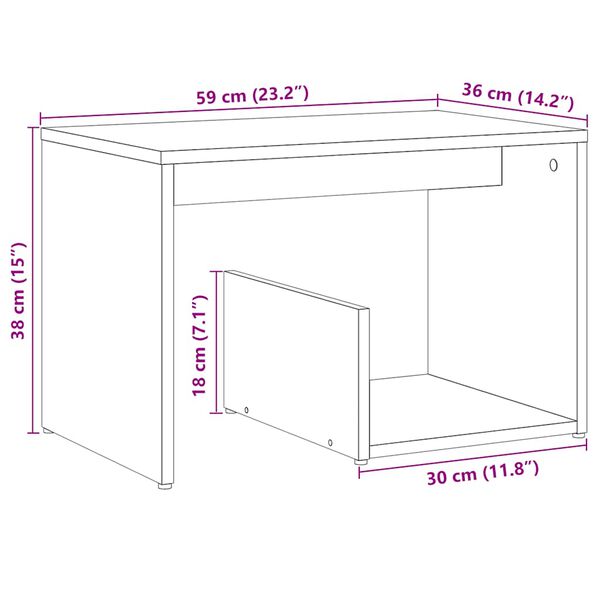 vidaXL Side Table Artisan Oak 59x36x38 cm Κατασκευασμένο ξύλο