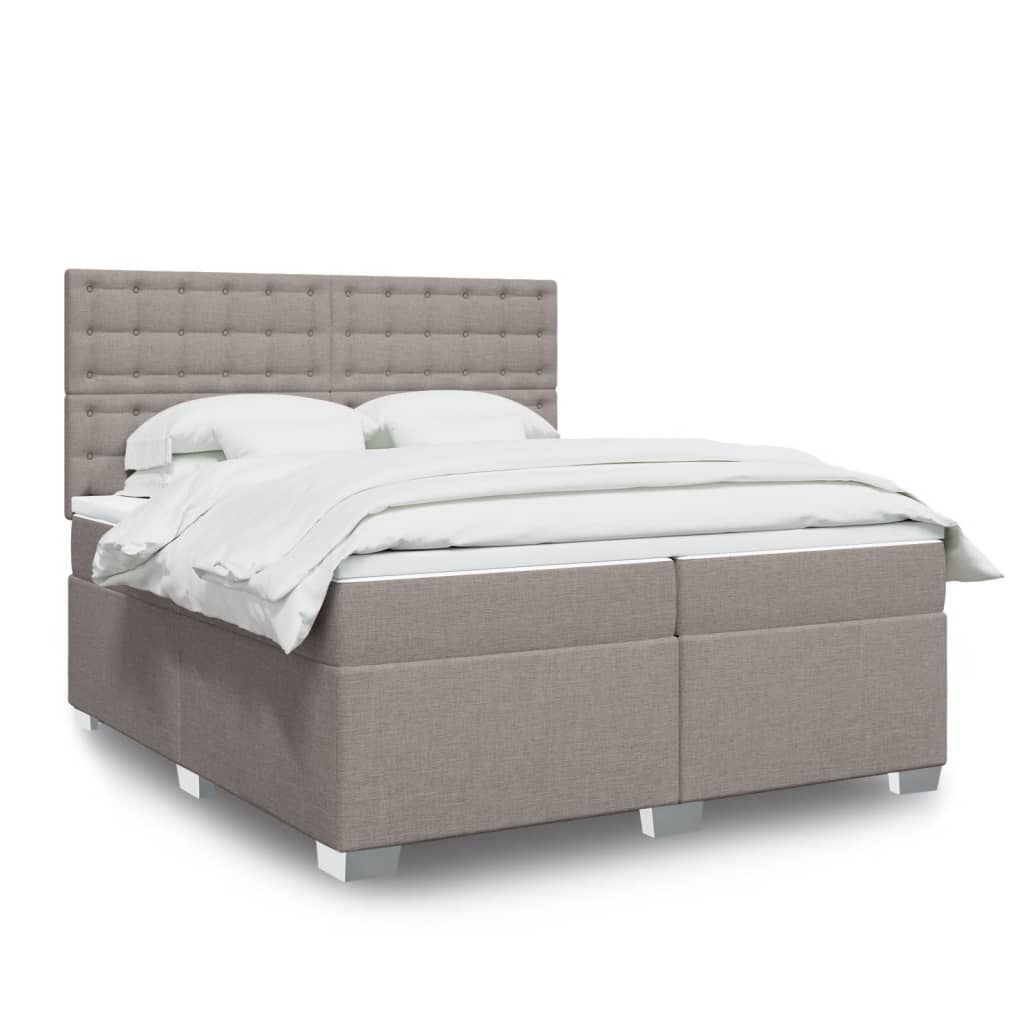 vidaXL Κρεβάτι Boxspring με Στρώμα Taupe 200x200 εκ. Υφασμάτινο