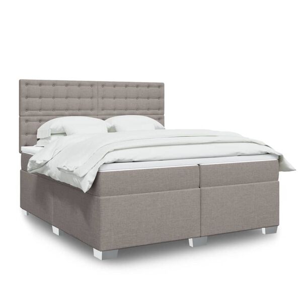 vidaXL Κρεβάτι Boxspring με Στρώμα Taupe 200x200 εκ. Υφασμάτινο