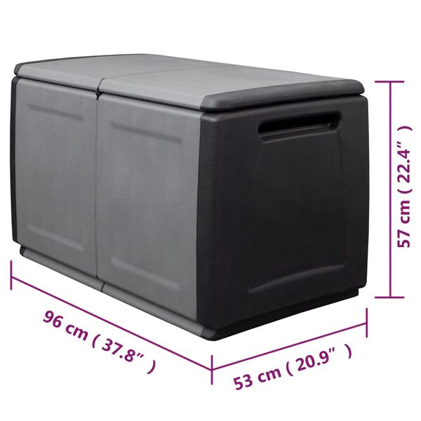 vidaXL Μπαούλο Αποθήκευσης Κήπου 96x53x57 εκ. Σκ. Γκρι/Μαύρο 230 Λίτρα