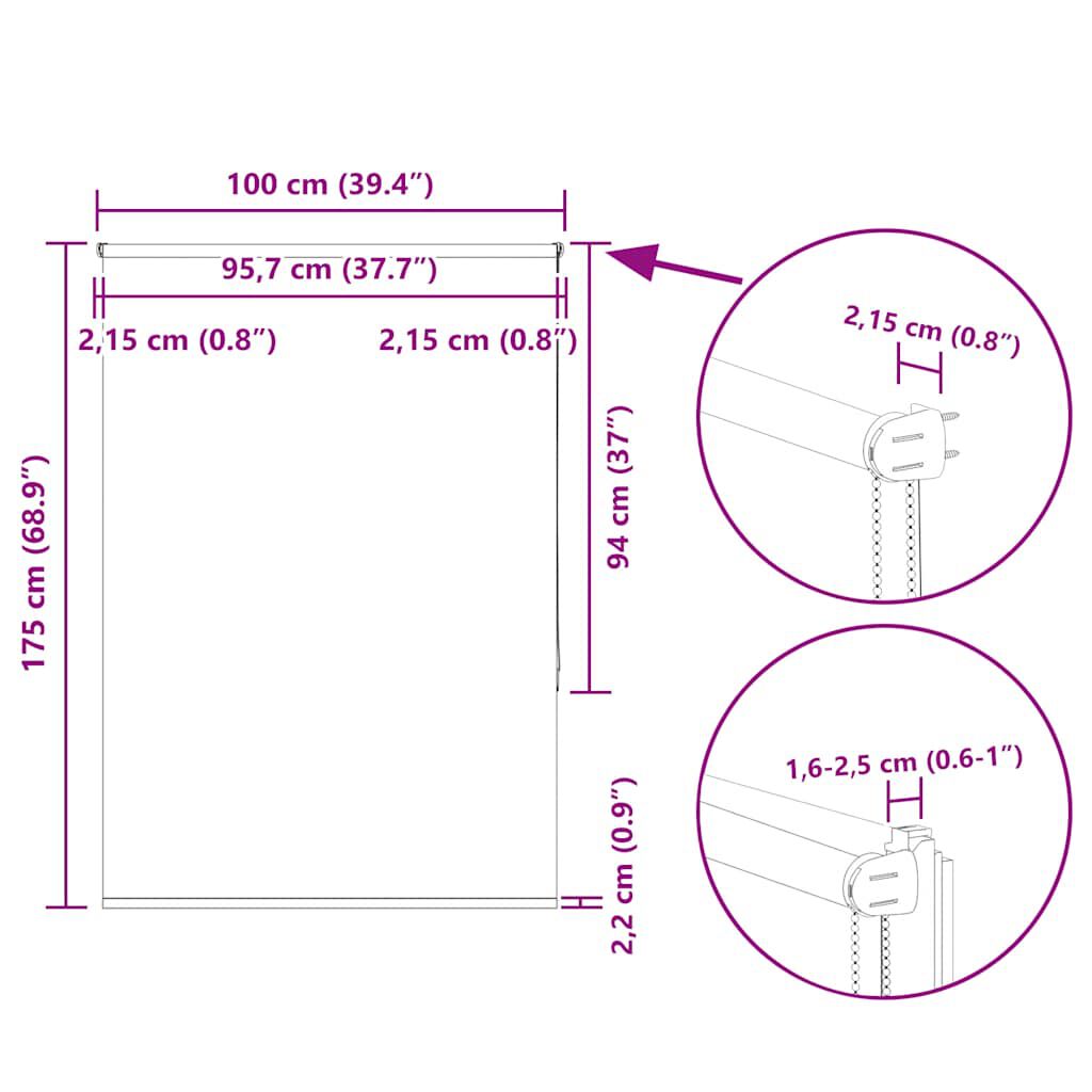 vidaXL Ρολέρ Μπλακάουτ Λευκό 100x175 εκ. Πλάτος υφάσματος 95,7 εκ.