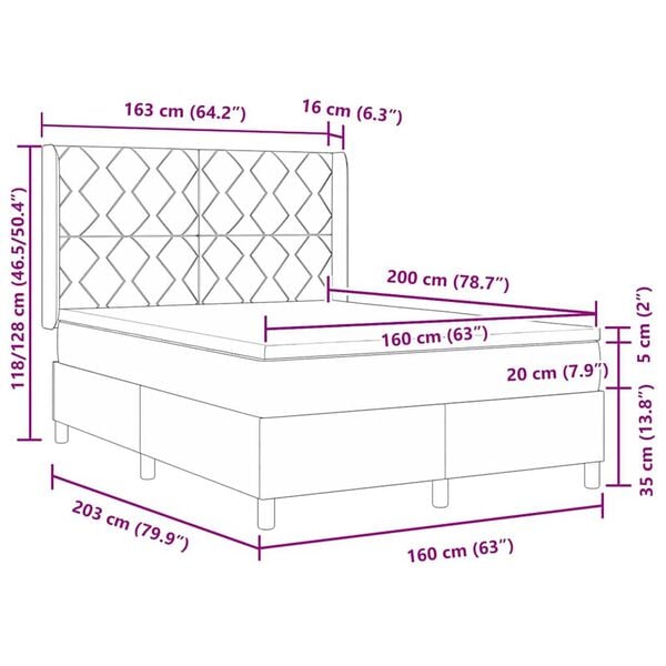 vidaXL Κρεβάτι με ελατήρια με κεφαλάρι Ροζ 160 x 200 cm Βελούδο
