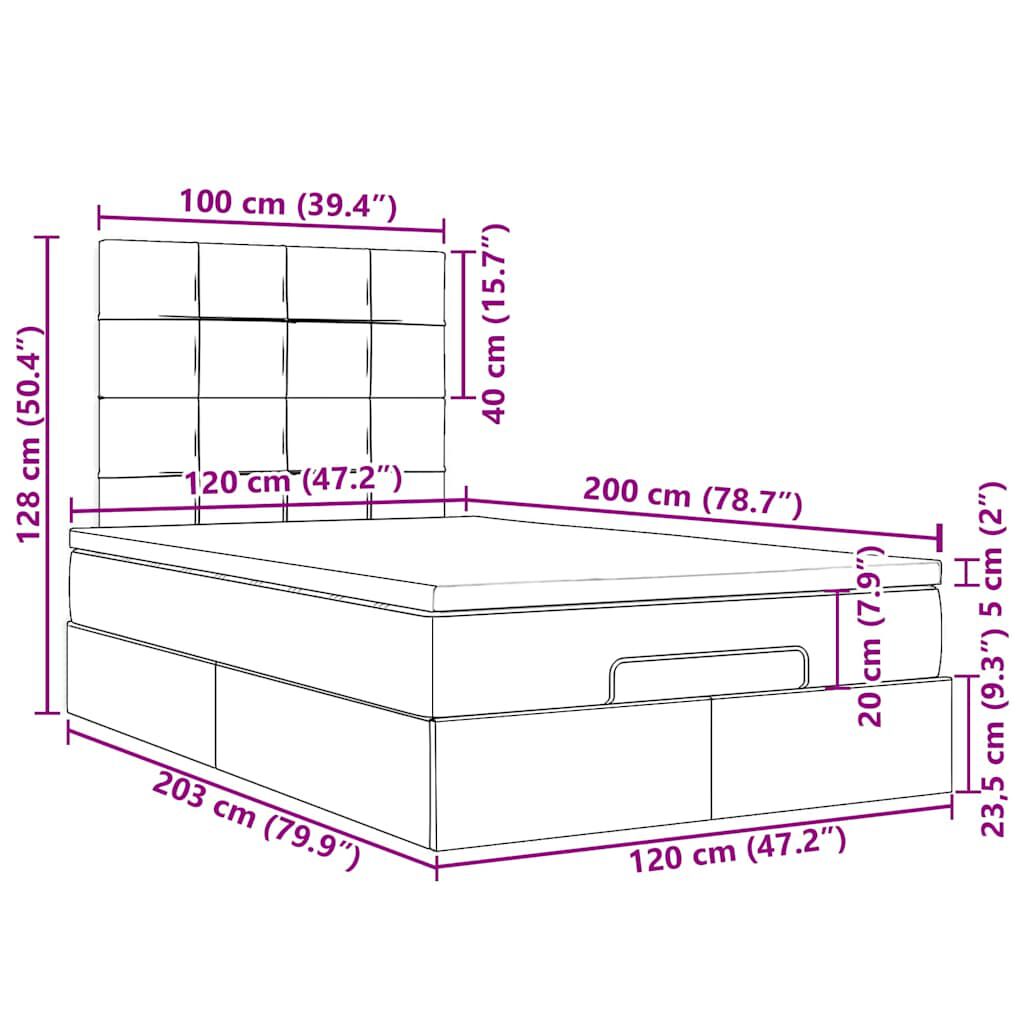 vidaXL Οθωμανικό κρεβάτι με στρώματα & LEDs Σκούρο πράσινο Βελούδο