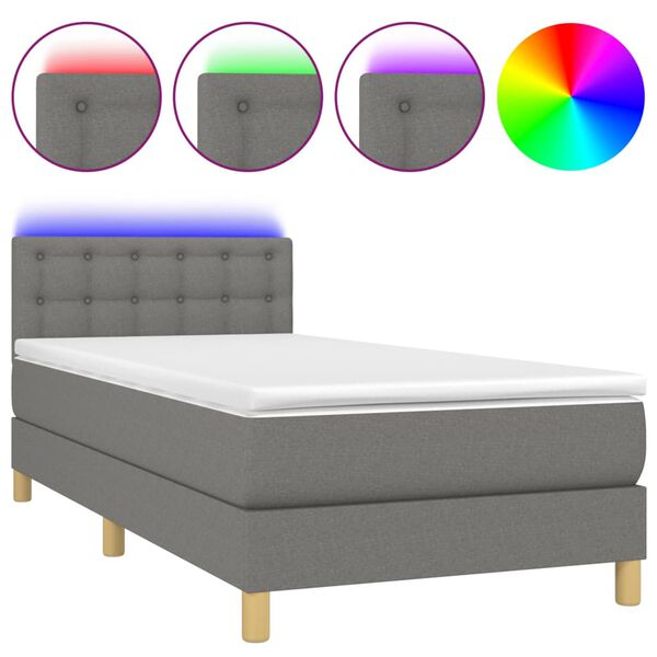 vidaXL &Kappa;&rho;&epsilon;&beta;ά&tau;&iota; Boxspring &mu;&epsilon; &Sigma;&tau;&rho;ώ&mu;&alpha; & LED &Sigma;&kappa;.&Gamma;&kappa;&rho;&iota; 90x190 &epsilon;&kappa;. &Upsilon;&phi;&alpha;&sigma;&mu;ά&tau;&iota;&nu;&omicron;