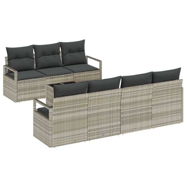 vidaXL Σετ Καναπέ Κήπου με μαξιλάρι 8 pcs Ανοιχτό Γκρι και Σκούρο Γκρι