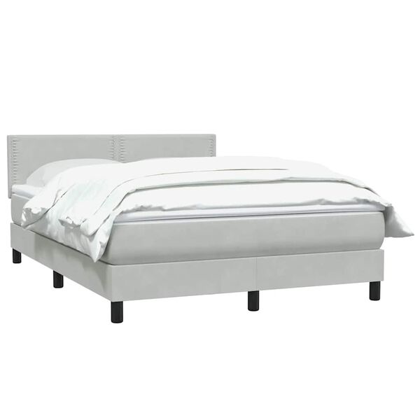 vidaXL Κρεβάτι Boxspring με Στρώμα Ανοιχτό Γκρι 140x220 εκ. Βελούδινο