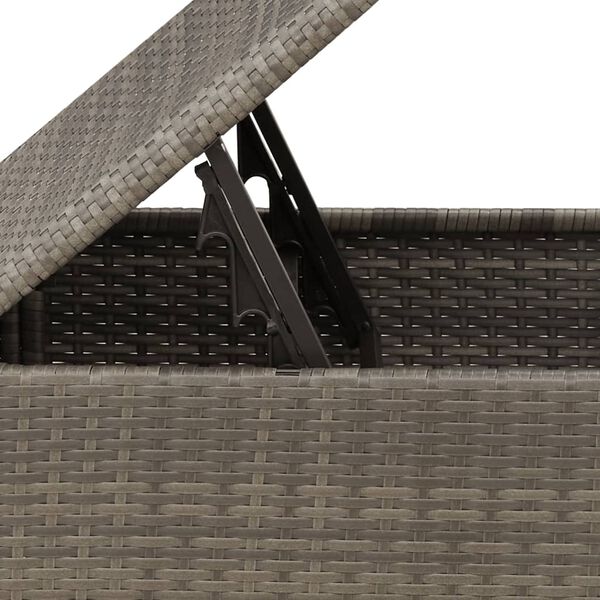 vidaXL Υποπόδιο Κήπου Γκρι 55x55x37 εκ. Συνθετικό Ρατάν με Μαξιλάρι
