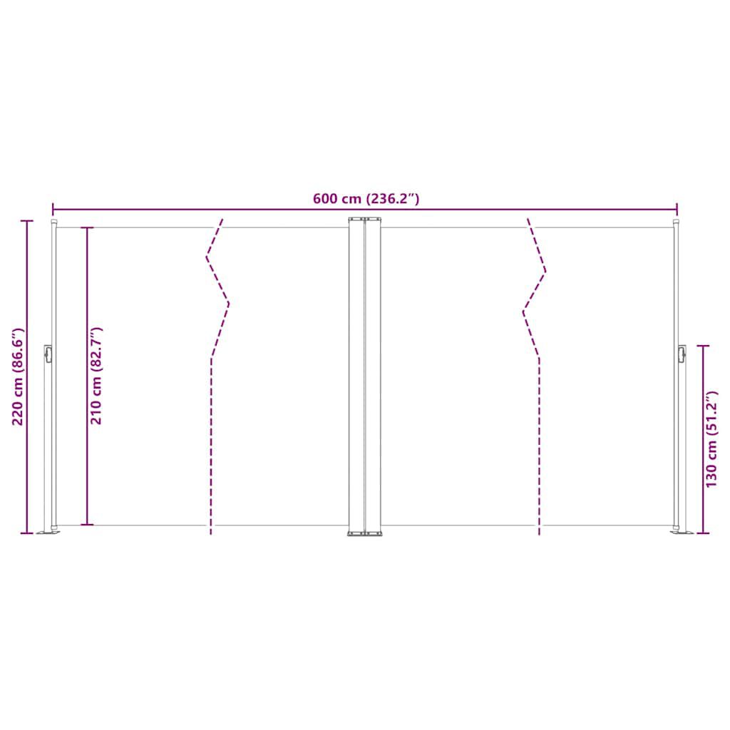 vidaXL Σκίαστρο Πλαϊνό Συρόμενο Ανθρακί 200 x 600 εκ.
