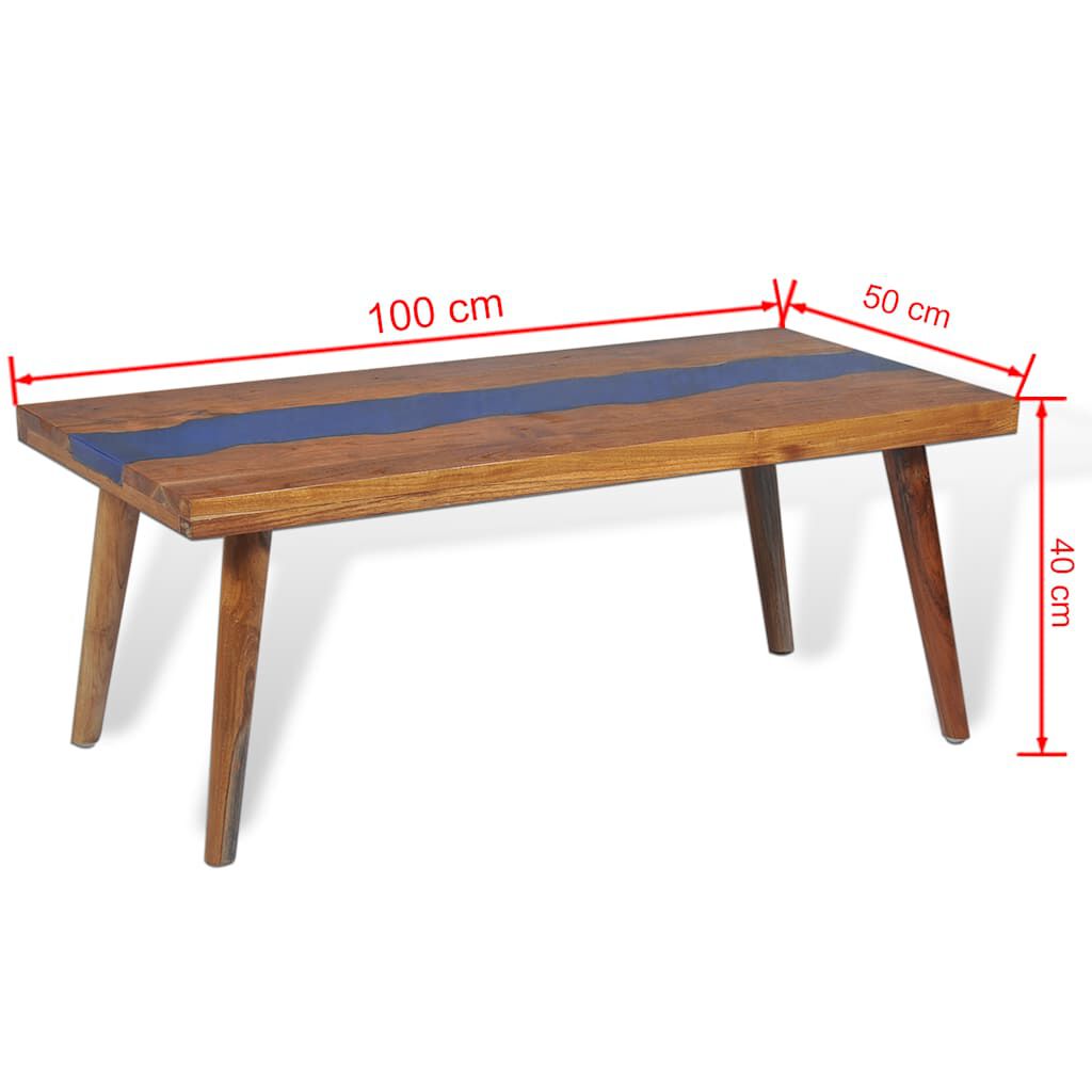 vidaXL Τραπεζάκι Σαλονιού 100 x 50 x 40 εκ. από Ξύλο Teak και Ρητίνη