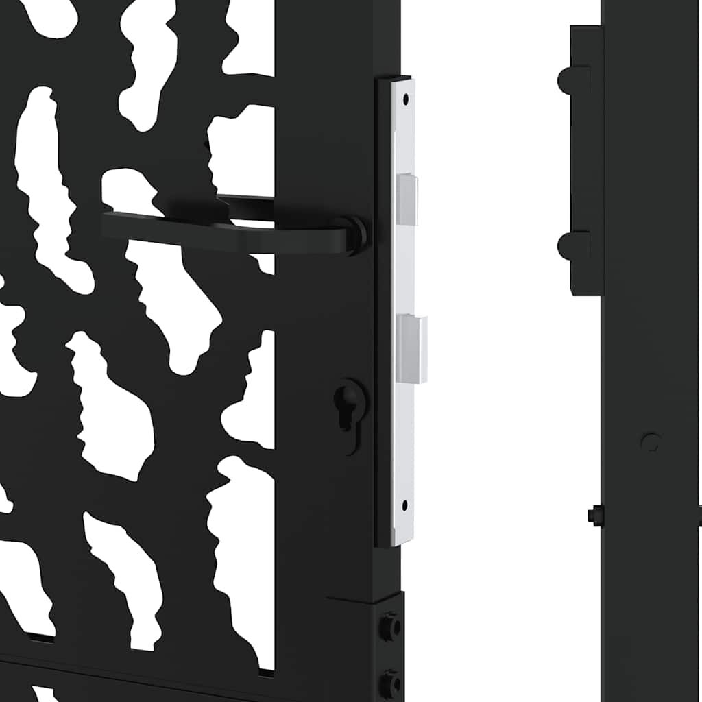 vidaXL Πύλη κήπου Μαύρη 105x205 cm Ατσάλινο σχέδιο ίχνους
