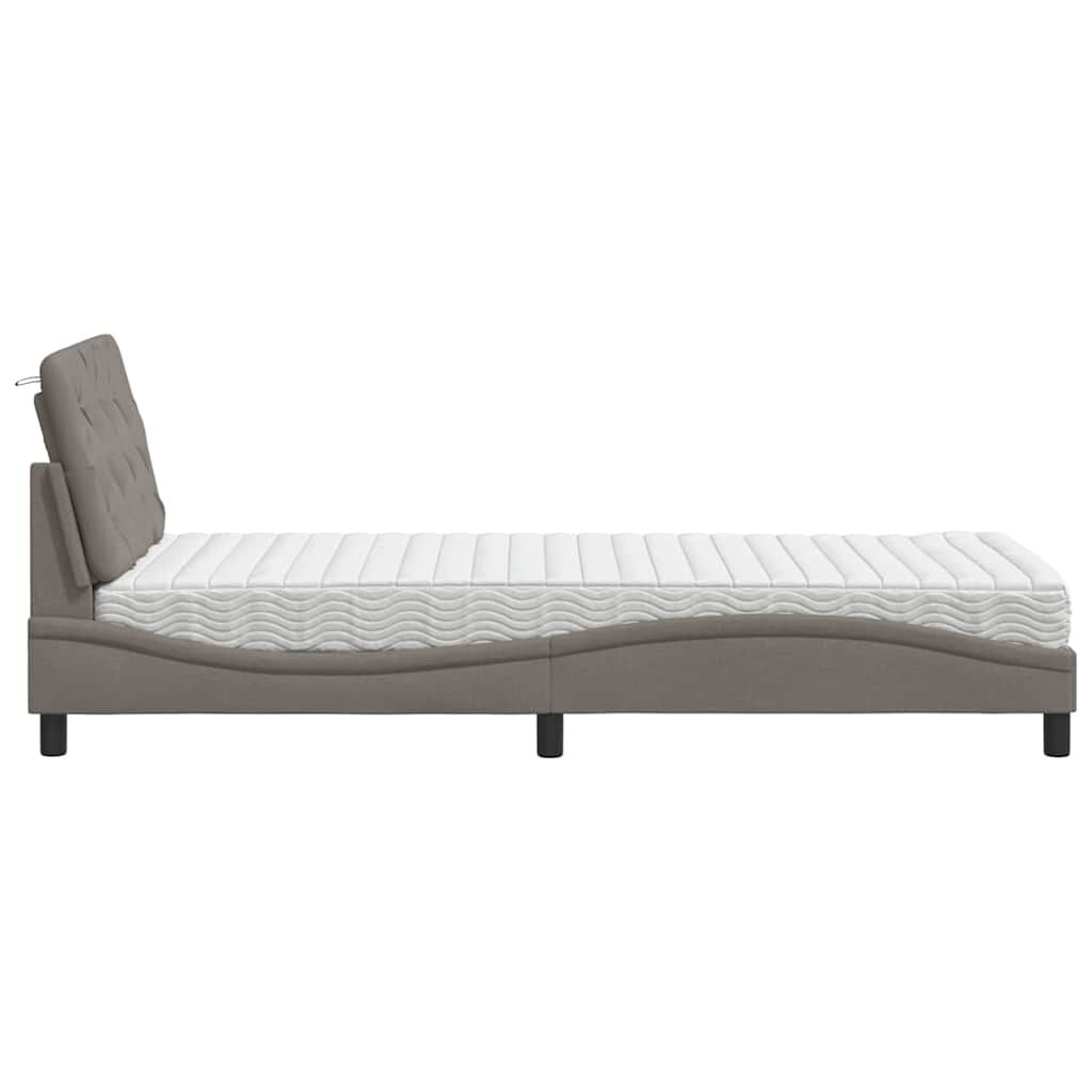 vidaXL Κρεβάτι με Στρώμα Taupe 90x190 εκ.Υφασμάτινο