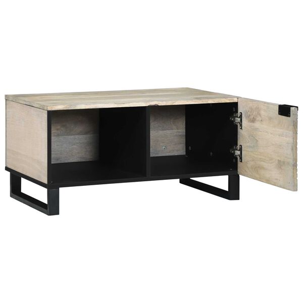 vidaXL Τραπεζάκι σαλονιού Άσπρο, Μαύρο 80 x 50 x 40 cm Σαγκουίνι ξύλο