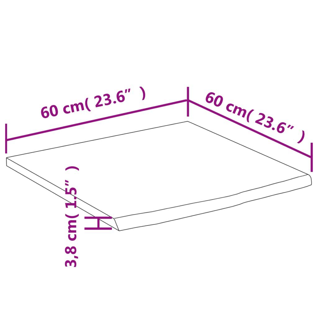 vidaXL Πάγκος Μπάνιου Ορθογώνιος 60x60x3,8 εκ. Μασίφ Ξύλο Οξιάς