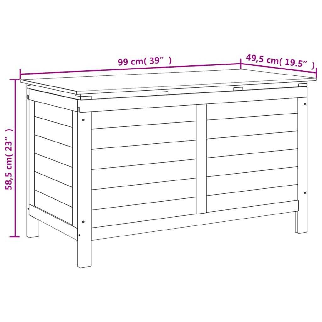 vidaXL Μπαούλο Αποθ. Κήπου Λευκό 99x49,5x58,5εκ Μασίφ Ξύλο Ελάτης