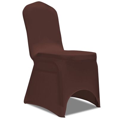 vidaXL Καλύμματα Καρέκλας Ελαστικά 6 τεμ. Καφέ
