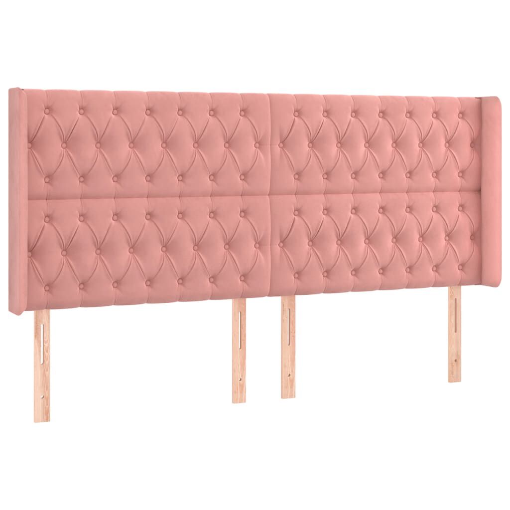 vidaXL Κρεβάτι Boxspring με Στρώμα & LED Ροζ 200x200 εκ. Βελούδινο