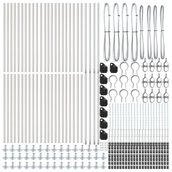 vidaXL Στύλος Περιφράξεων 52 pcs Ασημί Μέγεθος: 3.2 x 3.2 x 110 εκ.