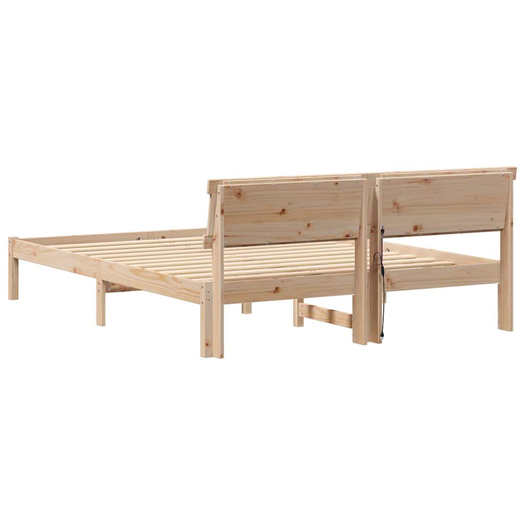 vidaXL Σκελετός Κρεβατιού Καφέ 140 x 200 cm Μασίφ ξύλο πεύκου