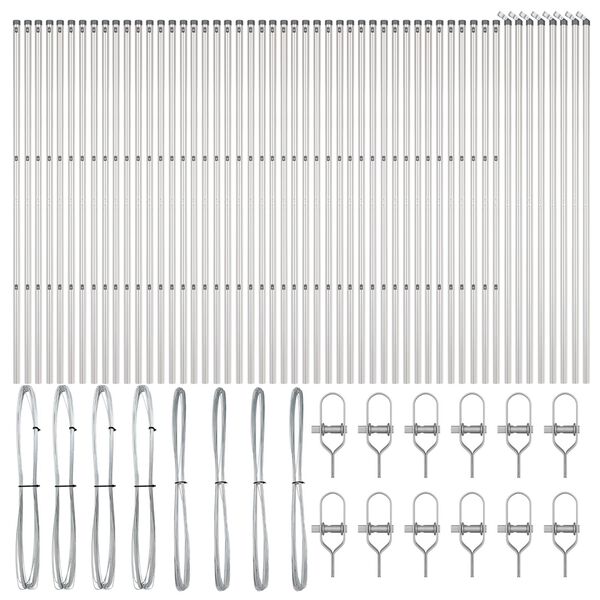 vidaXL Στύλος Περιφράξεων 52 pcs Ασημί 3.2 x 3.2 x 150 εκ Ατσάλι