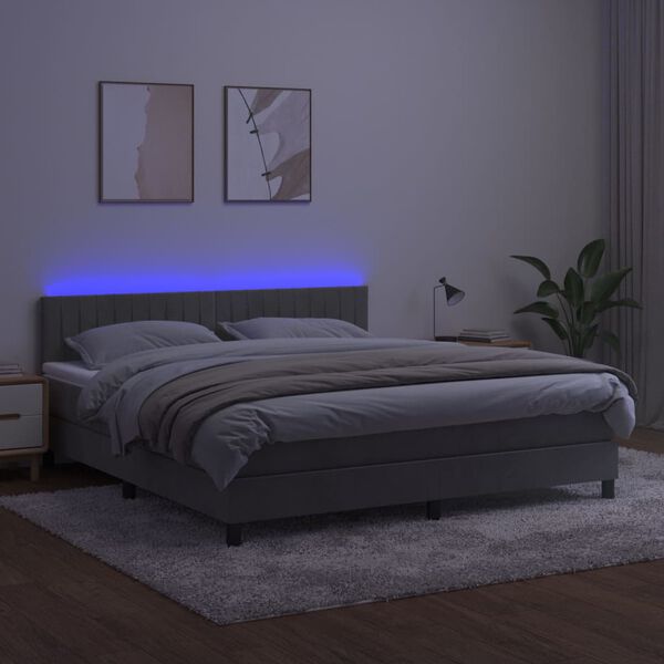 vidaXL &Kappa;&rho;&epsilon;&beta;ά&tau;&iota; Boxspring &mu;&epsilon; &Sigma;&tau;&rho;ώ&mu;&alpha; & LED &Alpha;&nu;.&Gamma;&kappa;&rho;&iota; 160x200 &epsilon;&kappa;. &Beta;&epsilon;&lambda;&omicron;ύ&delta;&iota;&nu;&omicron;