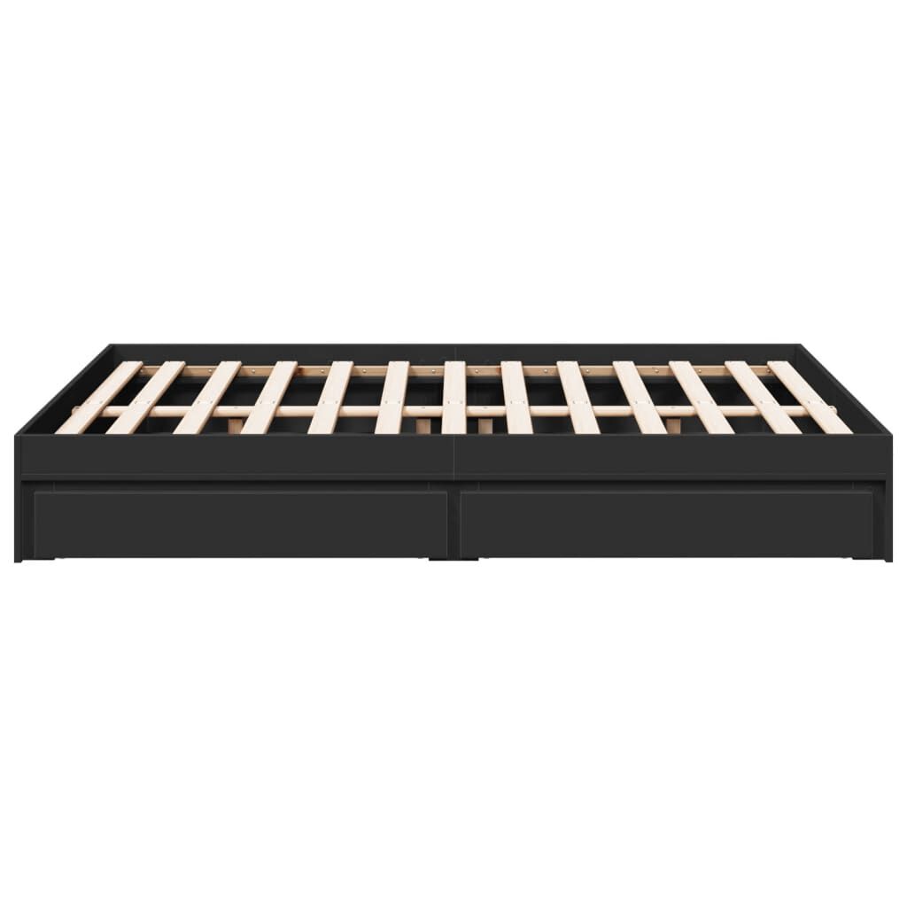 vidaXL Πλαίσιο Κρεβατιού με Συρτάρια Μαύρο 140x190 εκ Επεξεργ. Ξύλο