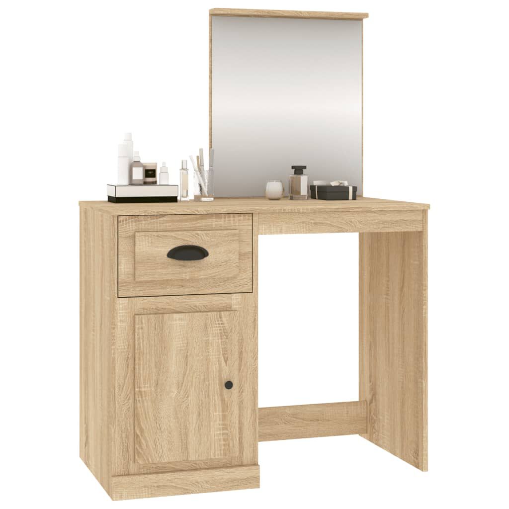 vidaXL Μπουντουάρ με Καθρέφτη Sonoma Δρυς 90x50x132,5 εκ. Επεξ. Ξύλο
