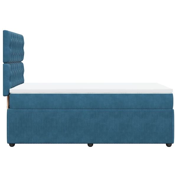 vidaXL Κρεβάτι Boxspring με Στρώμα Μπλε 90x190 εκ. Βελούδινο