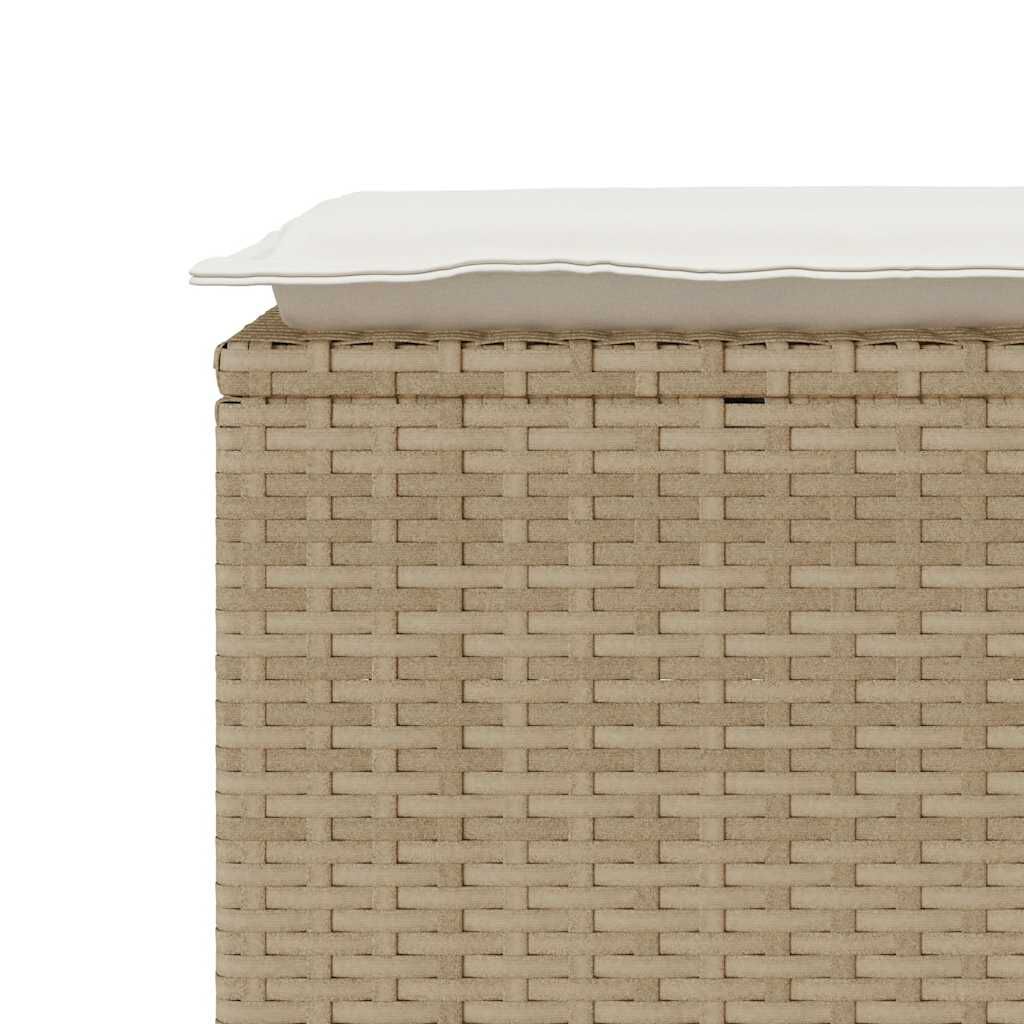 vidaXL Πάγκος κήπου με μαξιλάρι Μπεζ 110x40x44 cm Πολυ μπαστούνι