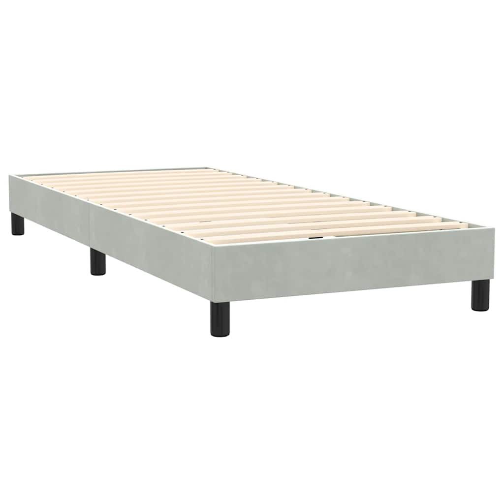 vidaXL Box Spring κρεβάτι με στρώμα ανοιχτό γκρι 80x220 cm Βελούδινο
