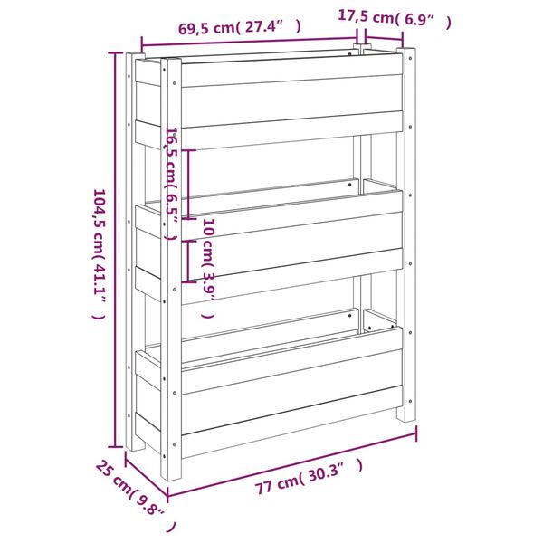 vidaXL Ζαρντινιέρα Μαύρη 77x25x104,5 εκ. από Μασίφ Ξύλο Πεύκου