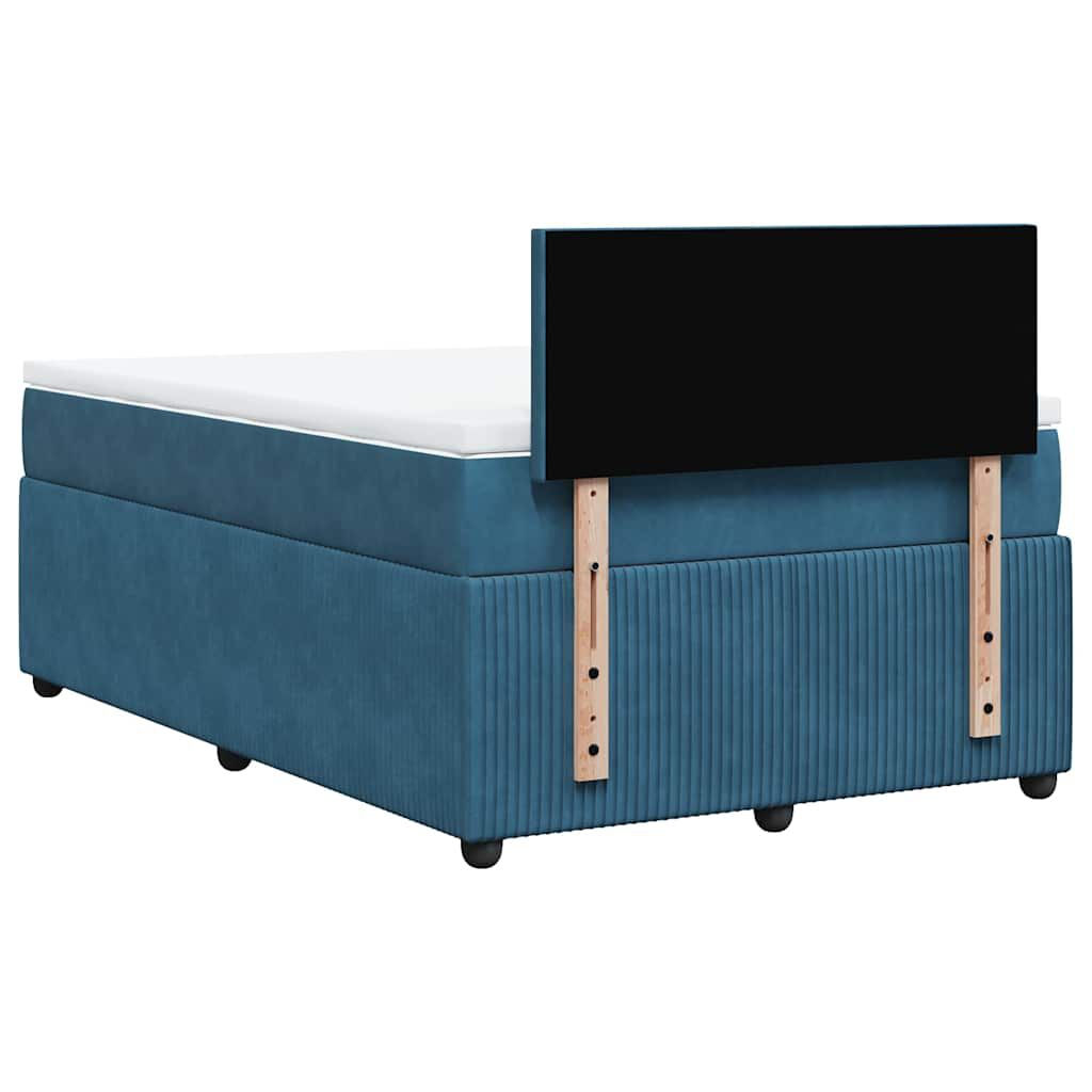 vidaXL Κρεβάτι Boxspring με Στρώμα Μπλε 120x190 εκ. Βελούδινο