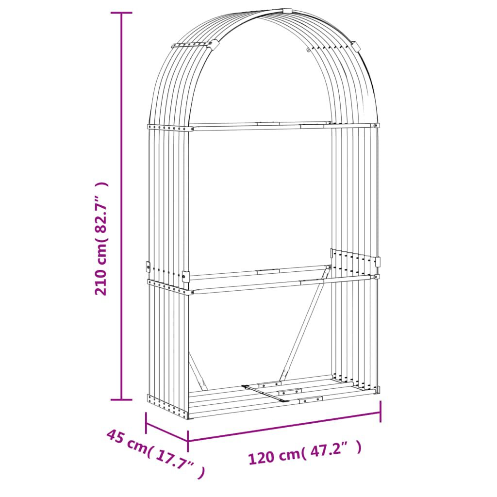 vidaXL Ξυλοθήκη Καφέ 120x45x210 εκ. από Γαλβανισμένο Ατσάλι