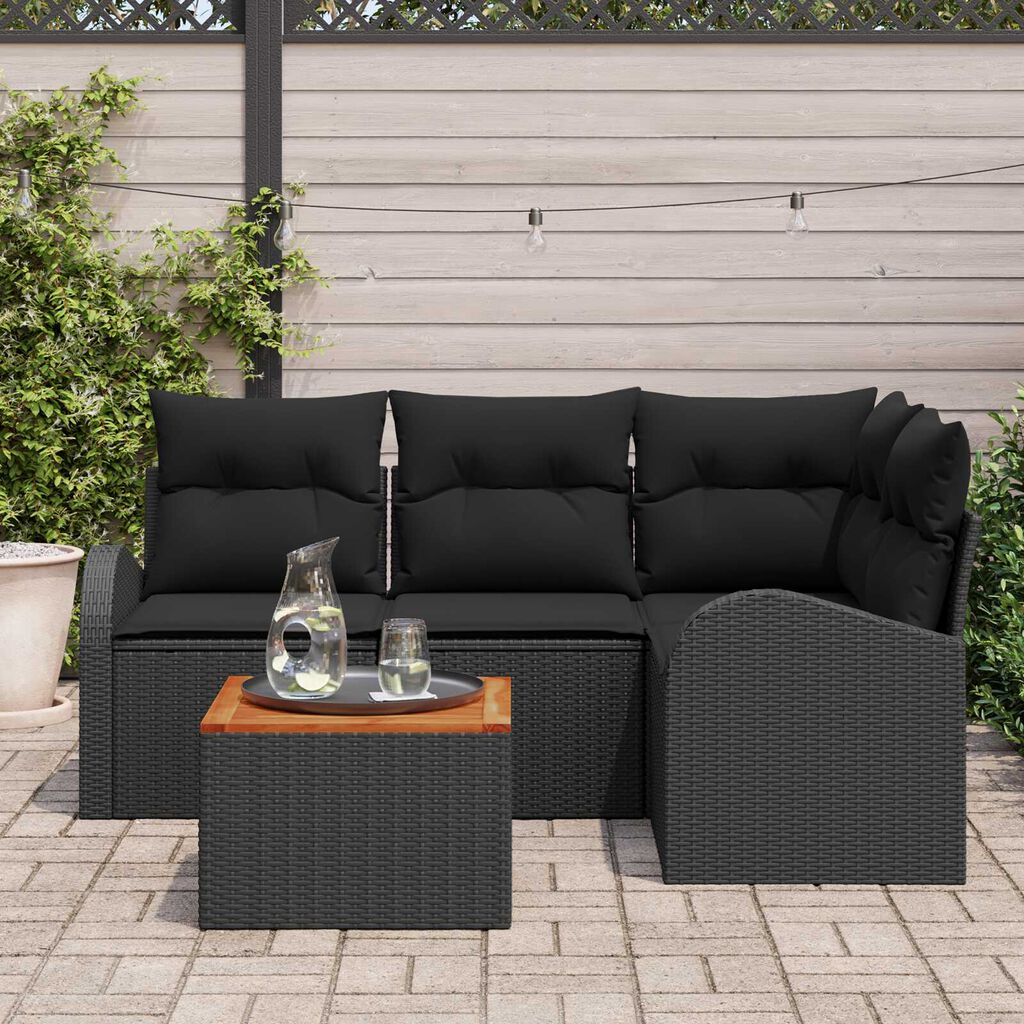 vidaXL Σετ Καναπέ Κήπου 5 pcs Μαύρο Πολυ ράταν