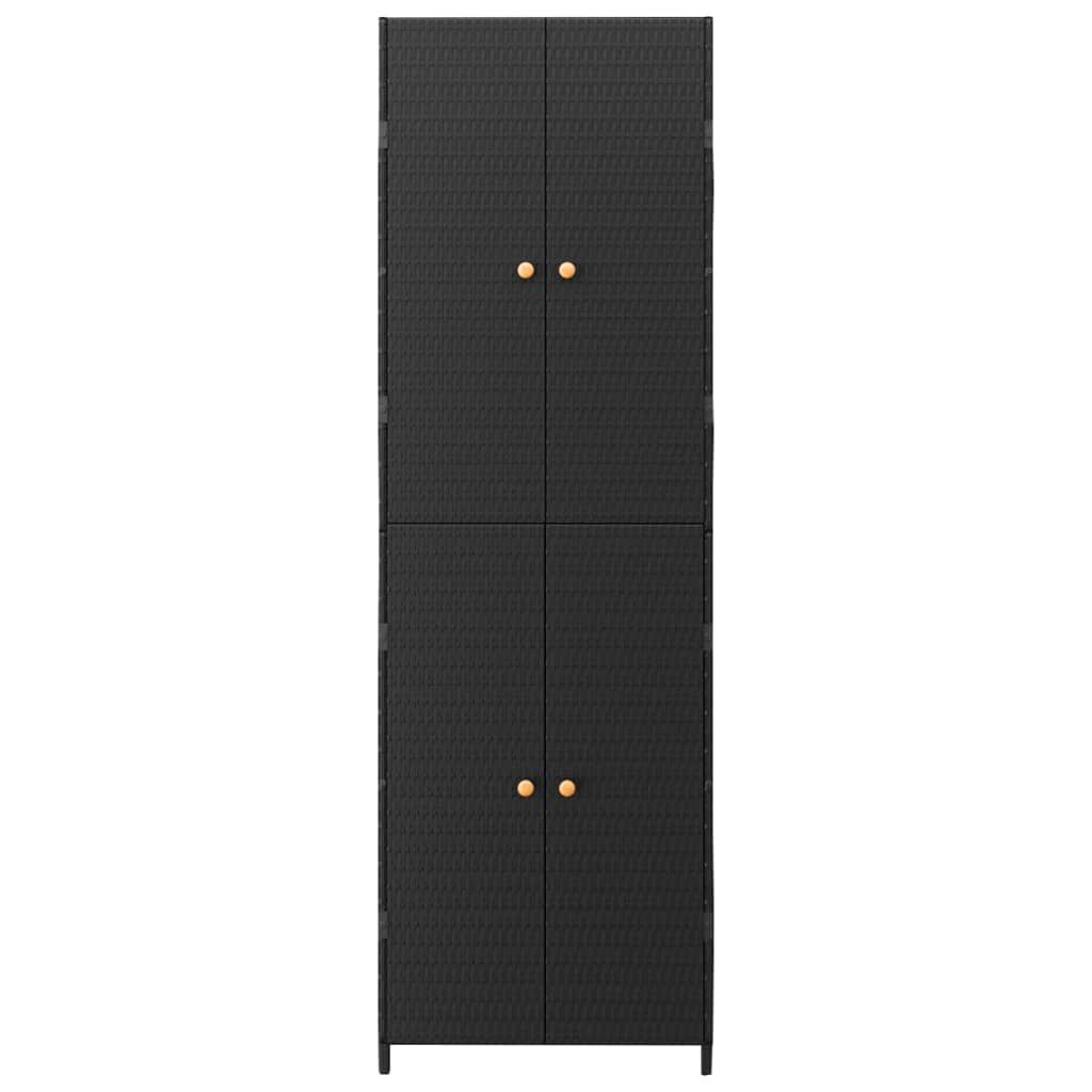 vidaXL Ντουλάπι Αποθήκευσης Κήπου Μαύρο 59x40x180 εκ. από Συνθ. Ρατάν
