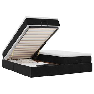 vidaXL Οθωμανικό κρεβάτι με στρώματα Μαύρο 200x200cm Velvet