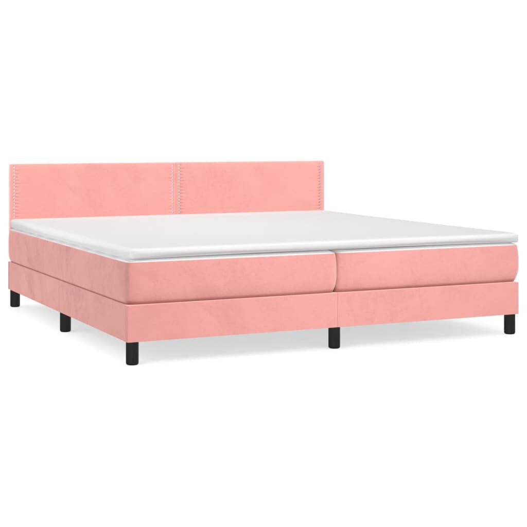 vidaXL Κρεβάτι Boxspring με Στρώμα Ροζ 200x200 εκ. Βελούδινο