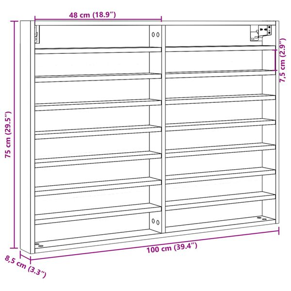 vidaXL Βιτρίνα Καπνιστή Δρυς 100x8,5x75 εκ. από Επεξεργασμένο Ξύλο