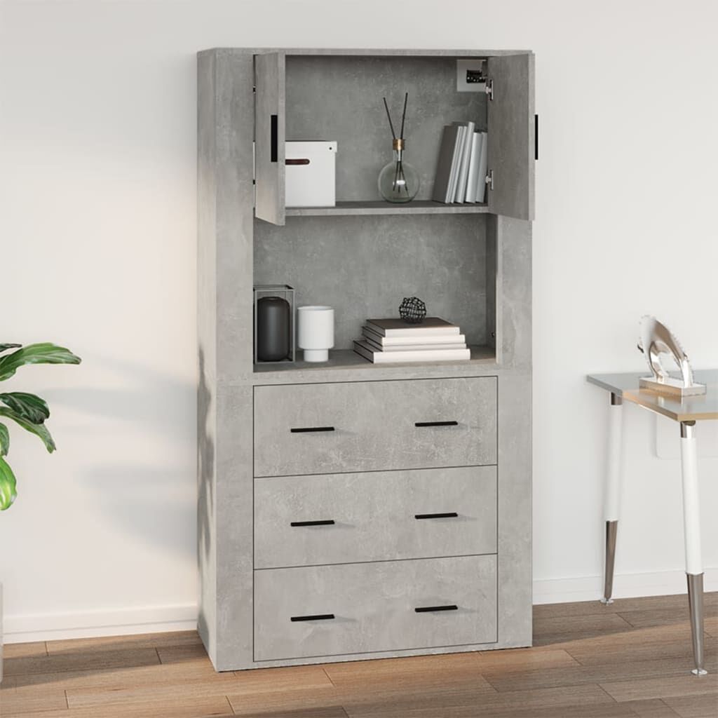 vidaXL Ντουλάπι Τοίχου Γκρι Σκυρ. 80x33x80 εκ. Επεξεργασμένο Ξύλο