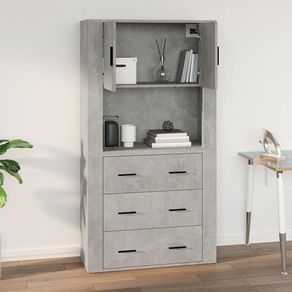 vidaXL Ντουλάπι Τοίχου Γκρι Σκυρ. 80x33x80 εκ. Επεξεργασμένο Ξύλο