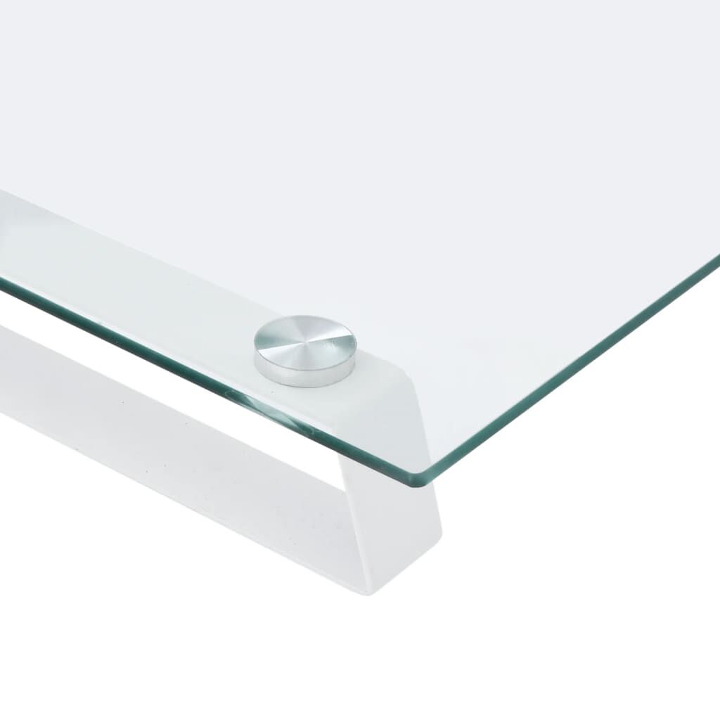 vidaXL Βάση Οθόνης Λευκή 60 x 35 x 8 εκ. από Ψημένο Γυαλί και Μέταλλο
