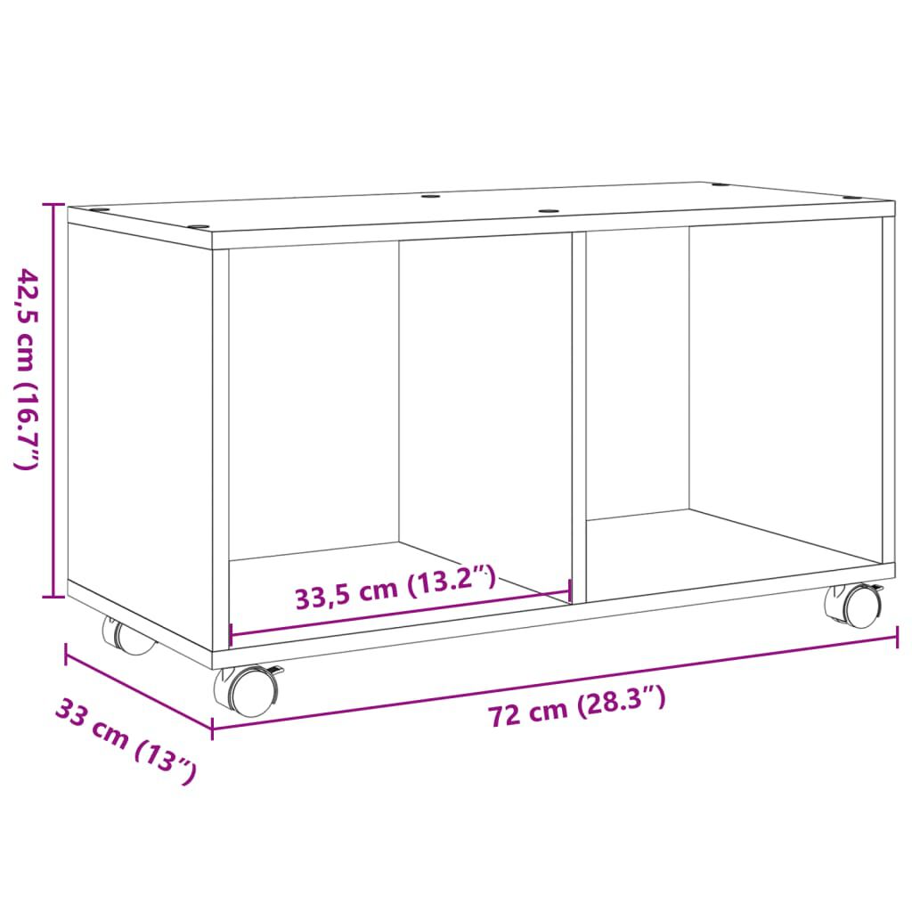 vidaXL Ντουλάπι Τροχήλατο Καφέ Δρυς 72x33x42,5 εκ. από Επεξ. Ξύλο