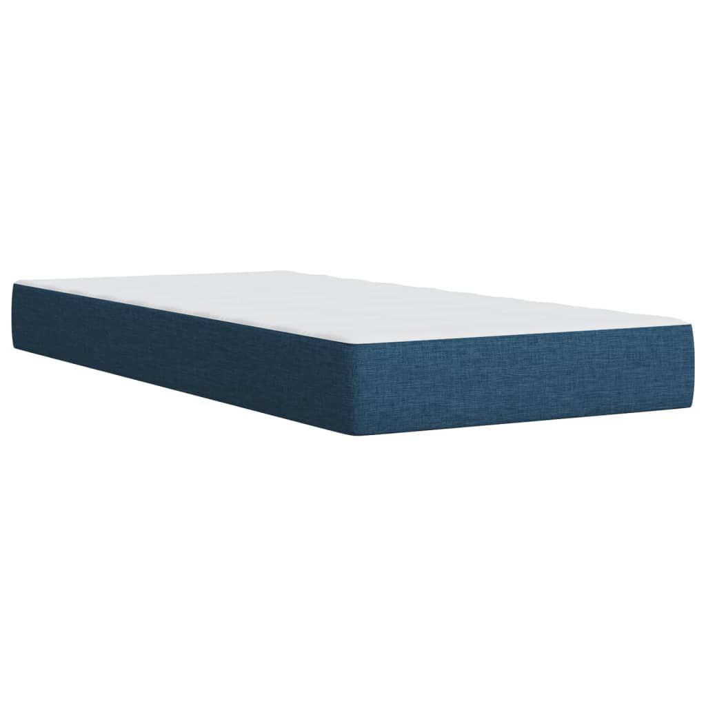 vidaXL Κρεβάτι Boxspring με Στρώμα Μπλε 90x200 εκ.Υφασμάτινο