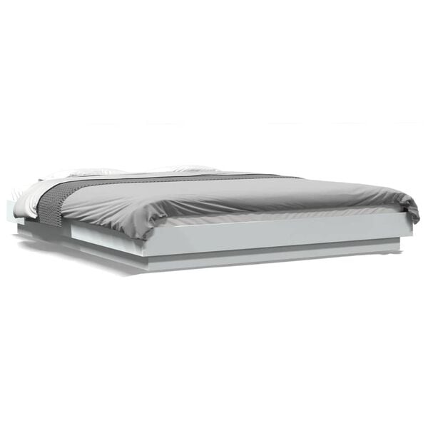 vidaXL Πλαίσιο Κρεβατιού με LED Λευκό 160x200 εκ. Επεξεργ. Ξύλο