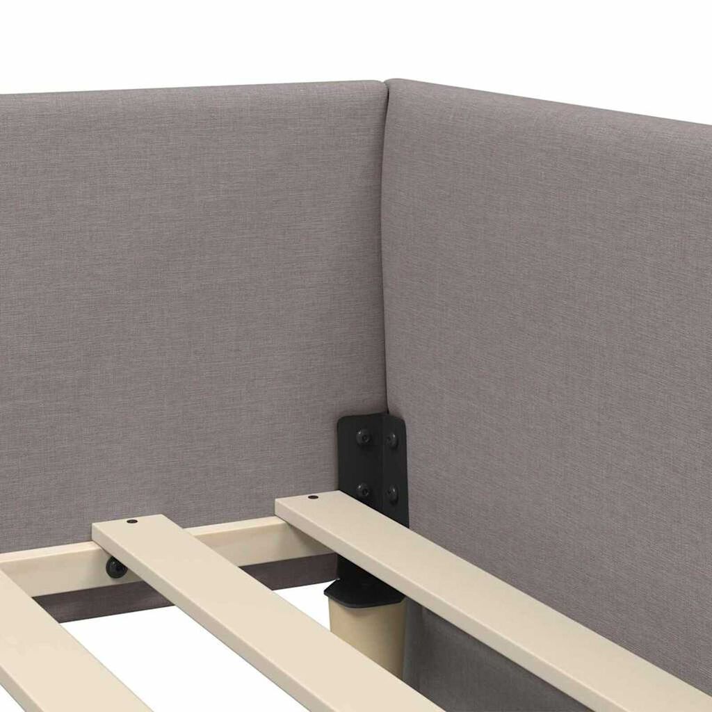 vidaXL Κρεβάτι Γωνίας Taupe 90 x 200 cm Ύφασμα και Έργο ξύλου