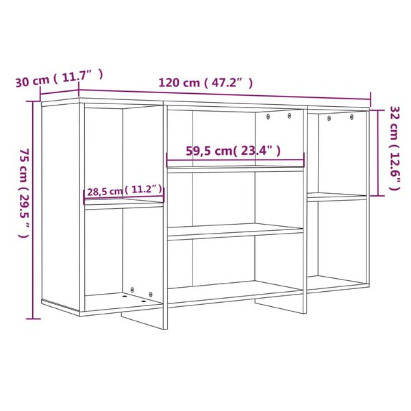 vidaXL Ντουλάπι Sonoma Δρυς 120x30x75 εκ. από Επεξεργασμένο Ξύλο