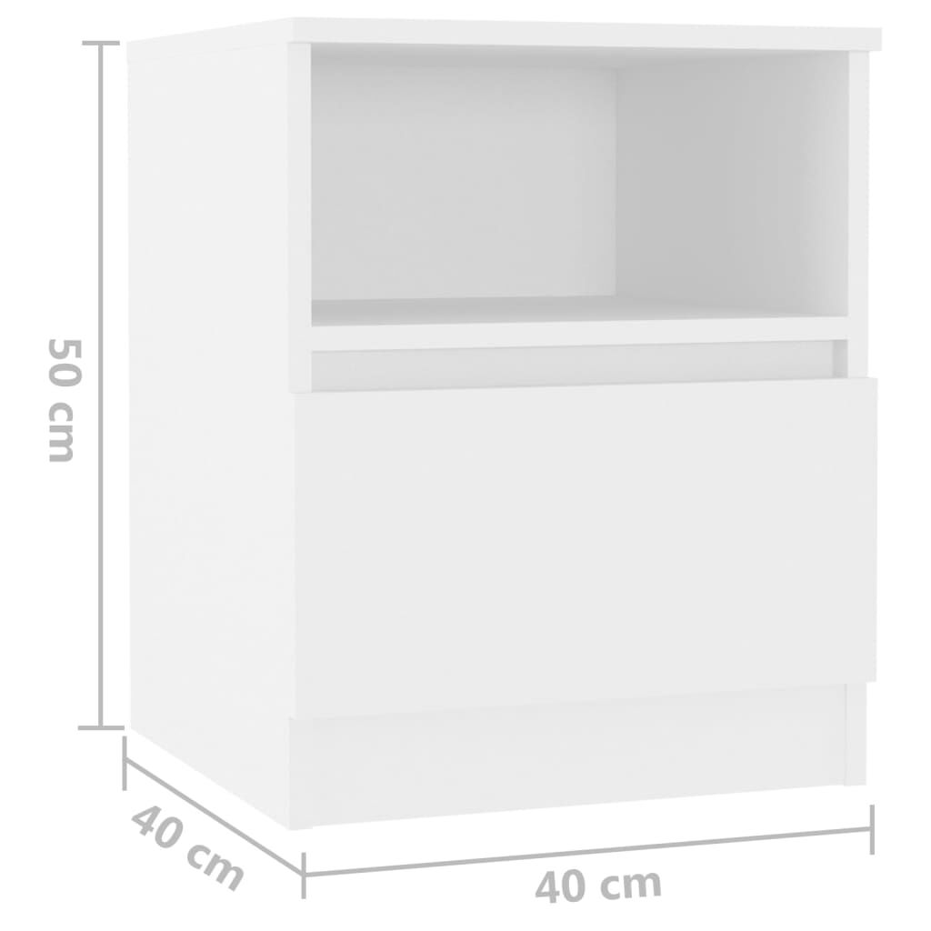 vidaXL Κομοδίνο Λευκό 40 x 40 x 50 εκ. από Επεξ. Ξύλο