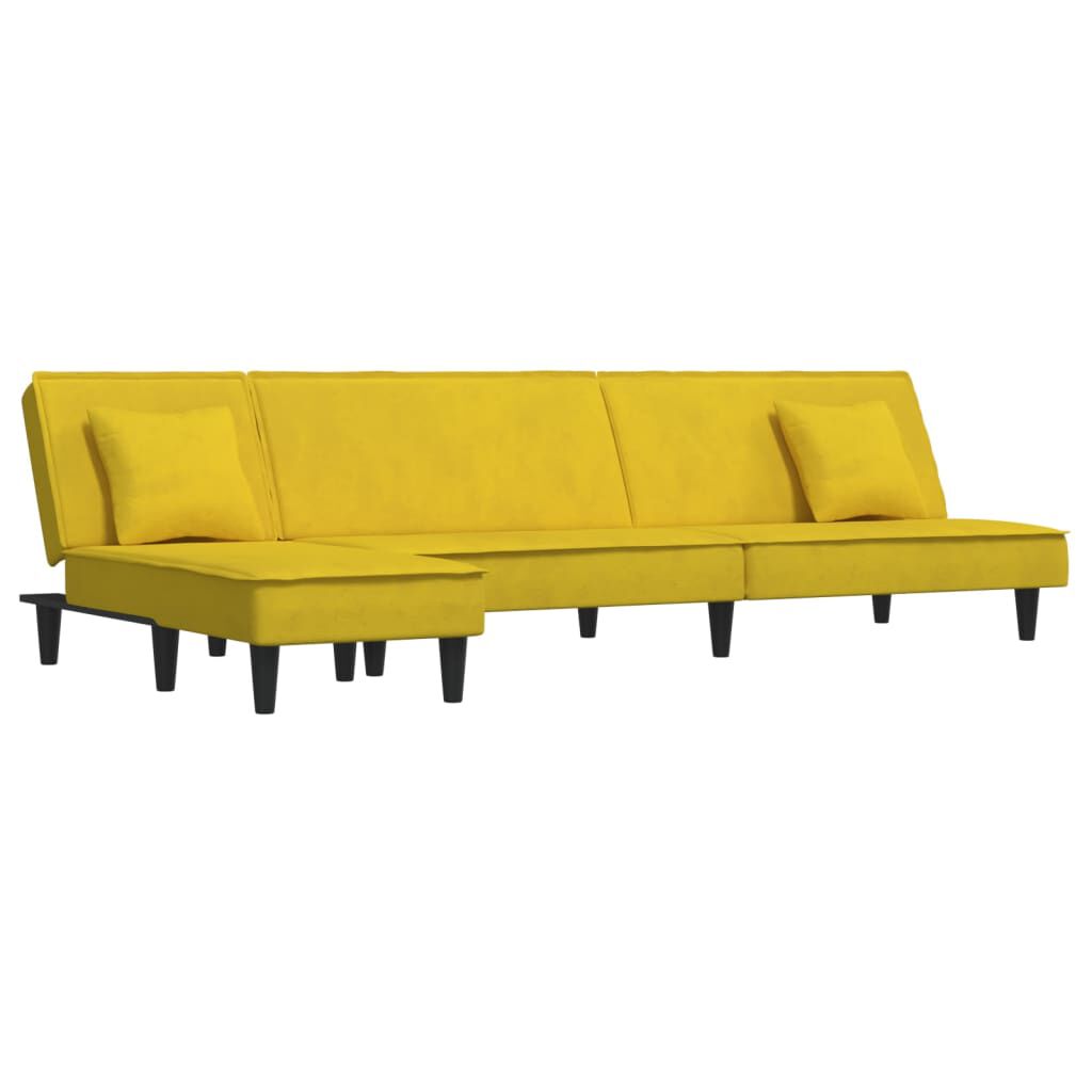vidaXL Καναπές Κρεβάτι Γωνιακός Κίτρινος 255 x 140 x 70 εκ. Βελούδινος