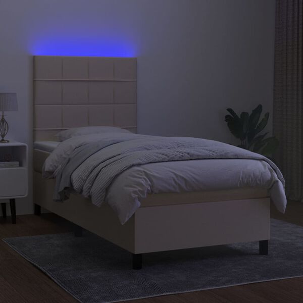 vidaXL &Kappa;&rho;&epsilon;&beta;ά&tau;&iota; Boxspring &mu;&epsilon; &Sigma;&tau;&rho;ώ&mu;&alpha; & LED &Kappa;&rho;&epsilon;&mu; 80x200 &epsilon;&kappa;. &Upsilon;&phi;&alpha;&sigma;&mu;ά&tau;&iota;&nu;&omicron;