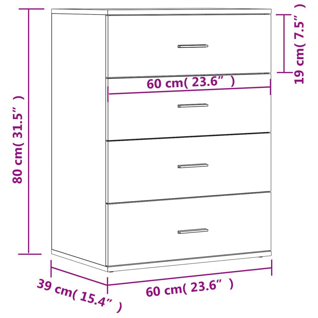vidaXL Βοηθητικά Ντουλάπια 2τεμ. Sonoma Δρυς 60x39x80εκ. Επεξεργ. Ξύλο