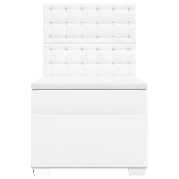 vidaXL Κρεβάτι Boxspring με Στρώμα Λευκό 90x190εκ. από Συνθετικό Δέρμα
